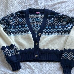 Francesca’s Blue & White Cardigan